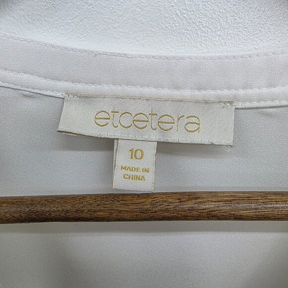 Etcetera Womens Long Sleeve Boho Surplice Blouse Top White Size 10 Button Front - Picture 10 of 14